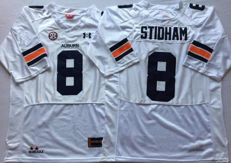 NCAA Men Auburn Tigers White #8 STIDHAM